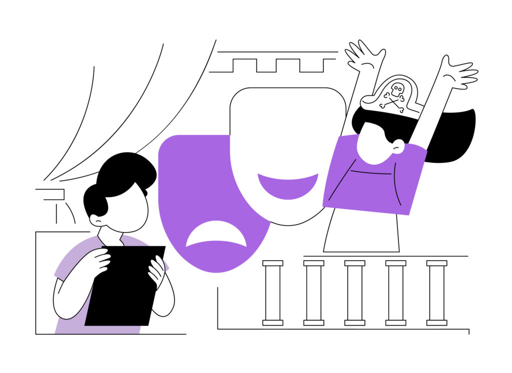 Illustrated image of kids on stage